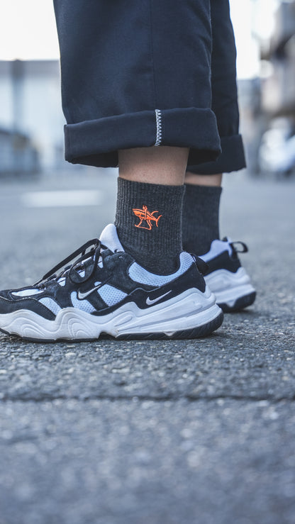 Navy logo embroidered socks