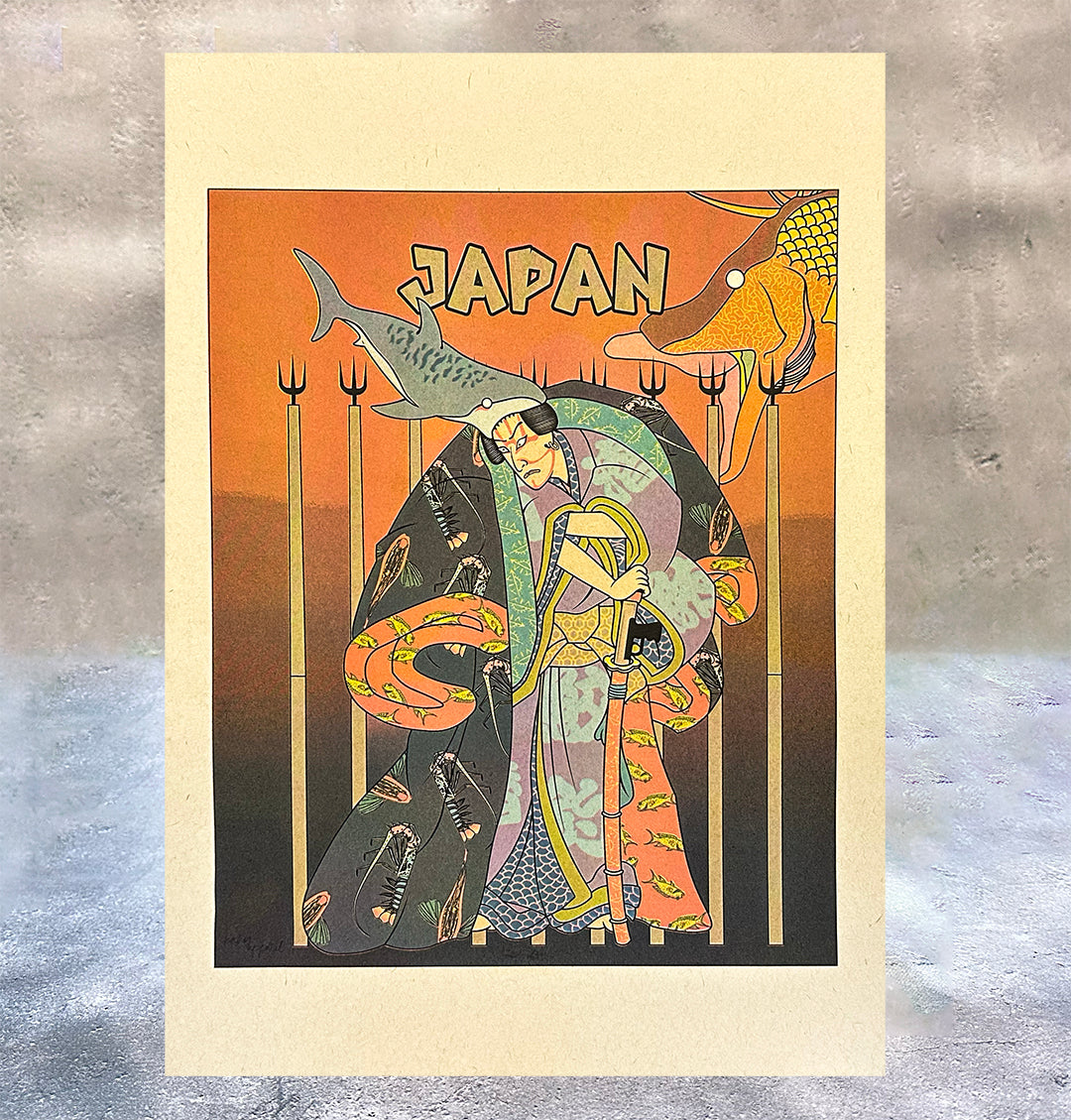 Samurai bitten by a shark