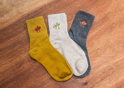 Navy logo embroidered socks